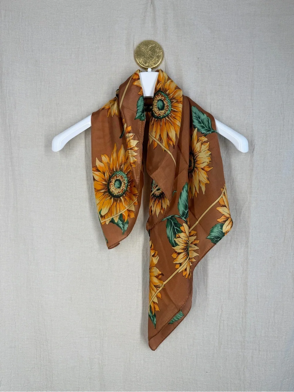Vintage 100% Silk Sunflower Scarf Made in Japan 30” Square